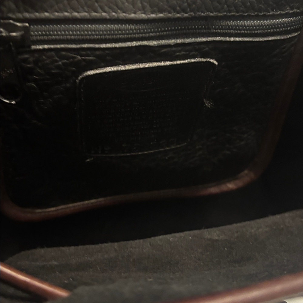 VTG Brighton Black & Brown silver Bucket Bag Crocodile print pebbled leather 90s - Picture 6 of 15
